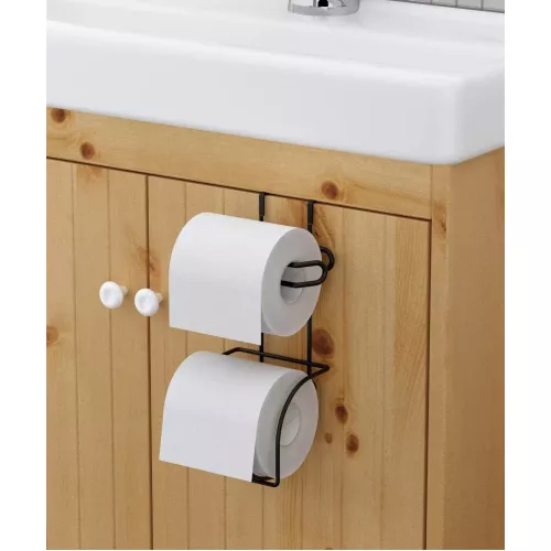 Portarrollo reserva de baño negro barnizado 9.5x25cm