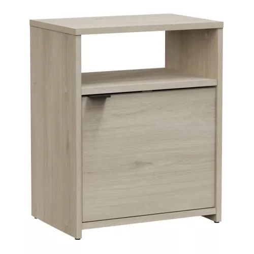 Mesita de noche nano de dormitorio estilo natural en color roble kronberg con 1 puerta y 1 estante 41x51x28 cm