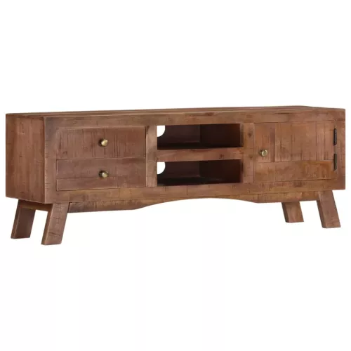 Mueble para tv de madera maciza de mango rugosa 110x30x40 cm v2729 unico / marrón