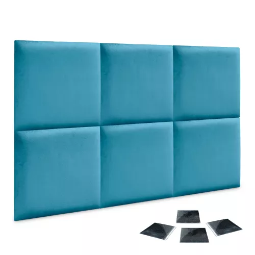Dhome juego de 6 paneles tapizados de terciopelo premium pack autoadhesivos para pared acústicos absorbentes protección impacto (celeste, 60x60cm,x6)