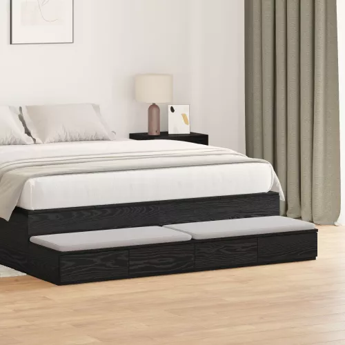 Vidaxl cajones de cama negro roble 160x36,5x16,5 cm madera elaborada