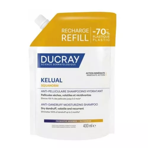 Ducray Kelual Squanorm Champú Hidratante Anticaspa Recarga 400 ml
