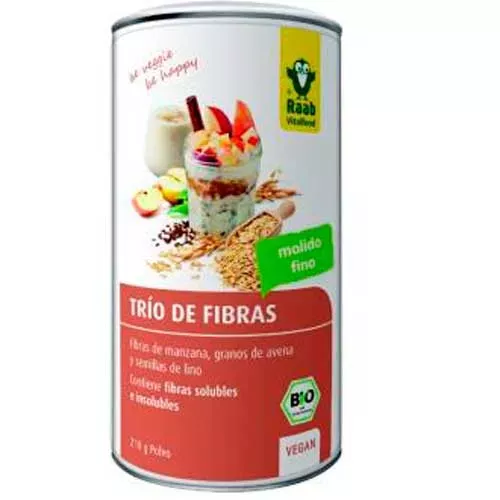Trío de fibras manzana+avena+lino Bio 210 g de polvo - Raab