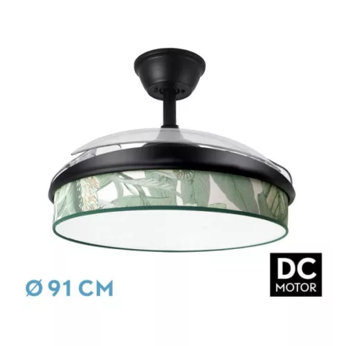 Ventilador DC Moda 72W Negro/Hoja Verde 3 Aspas FABRILAMP