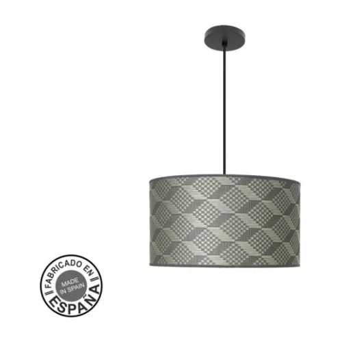 Colgante Moda 2xe27 Negro/tetris Gris Regx40x40cm C/difusor