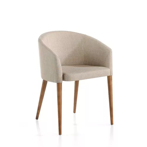 ANGEL CERDÁ 4007C Silla comedor tapizada tela , Nogal  Beige , Tela , 59 x 56 x 78 cm.