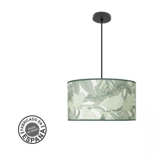 Colgante Moda 2xe27 Negro/hoja Verde Regx40x40cm C/difusor