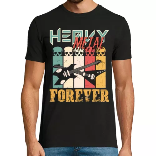 Camiseta Hombre Manga Corta metales pesados para siempre