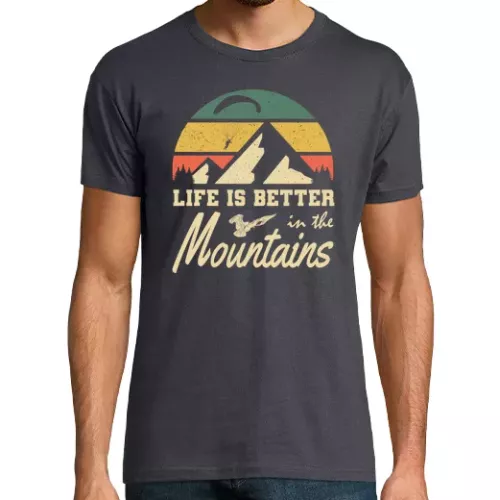 Camiseta Hombre Manga Corta la vida es mejor en la montaña