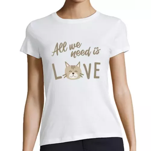 Camiseta Mujer Manga Corta ALL WE NEED IS CATS laTostadora