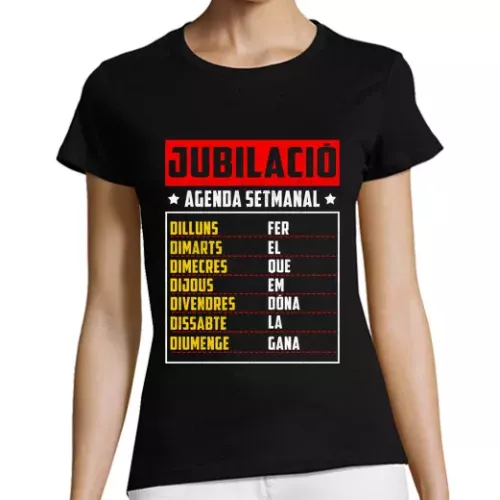 Camiseta Mujer Manga Corta Jubilació Agenda Setmanal En Català