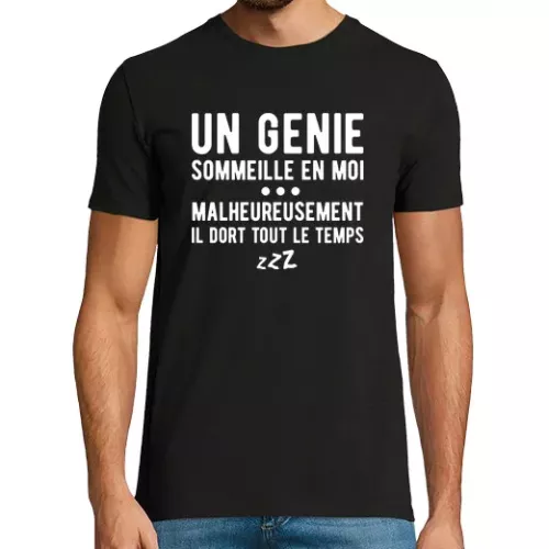 Camiseta Hombre Manga Corta un genio duerme en mi regalo