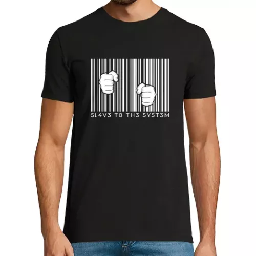 Camiseta Hombre Manga Corta Código de Barras y Manos laTostadora