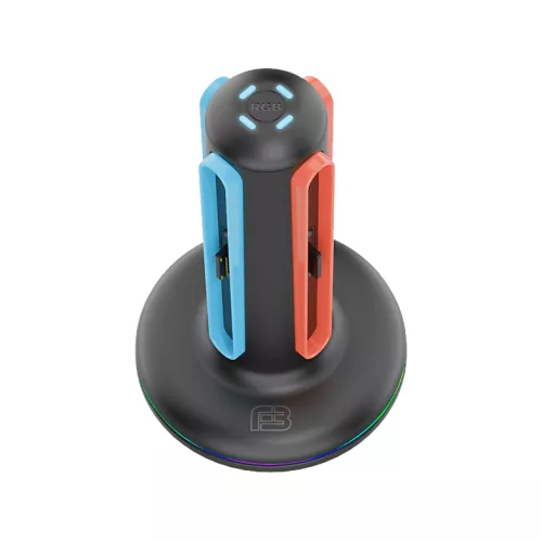 Base de carga - Ardistel Blackfire Quad Charger for Joy-Con RGB LED, Carga cuádruple, Iluminación Negro