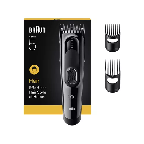 Cortapelos - Braun Series 5 HC5530, Memoria SafetyLock, 17 ajustes de longitud, 2 peines, 50 min autonomía , Negro