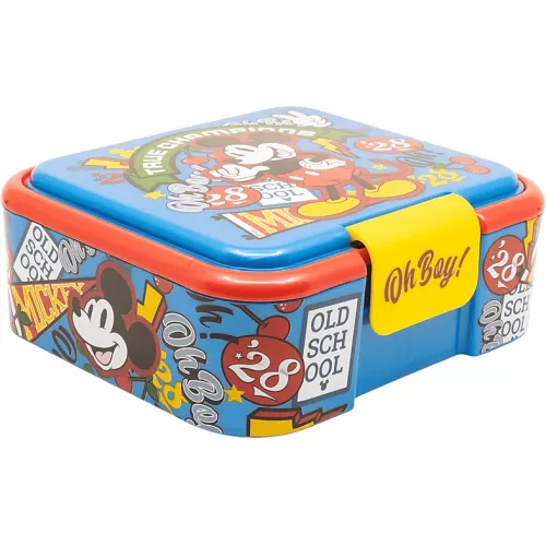 Fiambrera - Sherwood Mickey, Plástico, Libre de BPA, Con 3 compartimentos