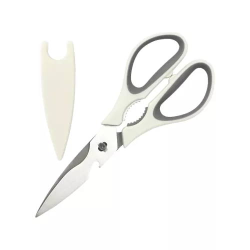 Tijeras - CMP Paris KD3280, Soporte con imán, Ambidiestras, Cascanueces, Hojas de Acero Inoxidable, Crema