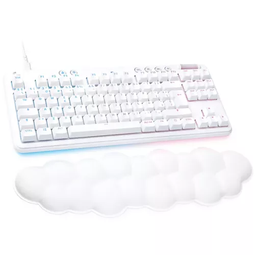 Teclado gaming - Logitech G G713 Tactile Aurora Collection, Táctil, Reposamanos, USB, Retroiluminación, Controles multimedia, RGB Lightsync, Blanco