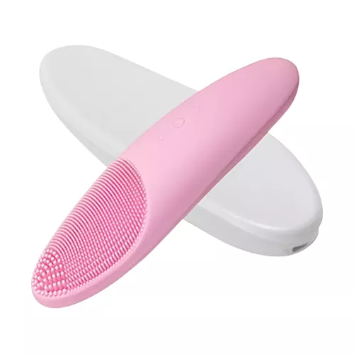 Cepillo facial - InnoGIO GIOperfect Shine GIO-705, Batería 600 mAh, Velocidad 8000 pulsos/min, 2 Modos, 5 Niveles de intensidad, Blanco/Rosa