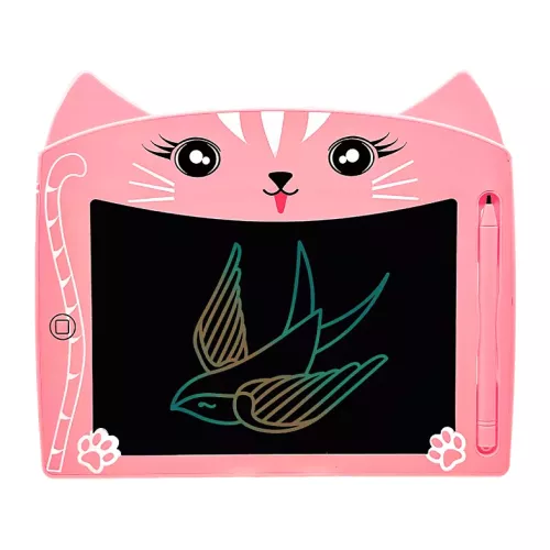 Pizarra electrónica - Dam DMAN0148C56CLOR, 8″, Batería recargable, Cristal líquido, Fondo multicolor, Rosa