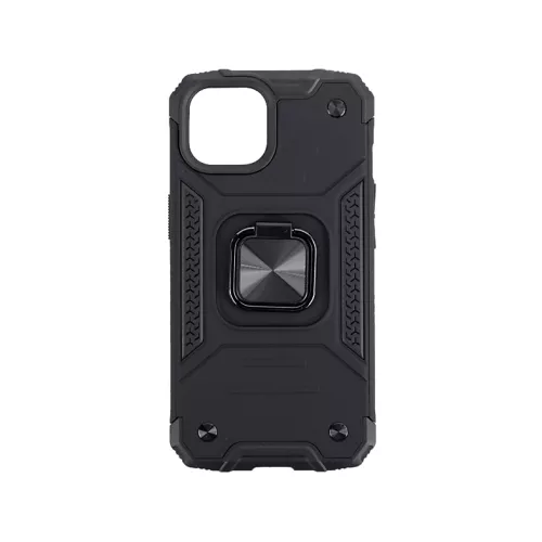 Funda móvil - ISY ISC 6100, Apple, iPhone 15, Resistente a Golpes, Soporte Plegable Integrado, Negro