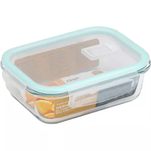 Tupper - CMP Paris KAE1475, Vidrio borosilicatado, 600 ml, Apto para horno, microondas, congelador y lavavajillas, Azul transparente