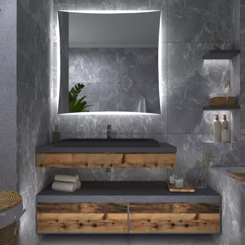 Espejo de baño con luz F5 80x70 cm