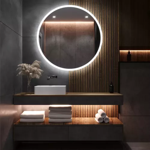 Espejo de baño redondo con luz E1 75 cm