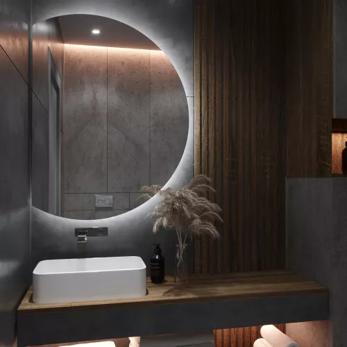 Espejo de baño redondo con luz E6 40x90 cm