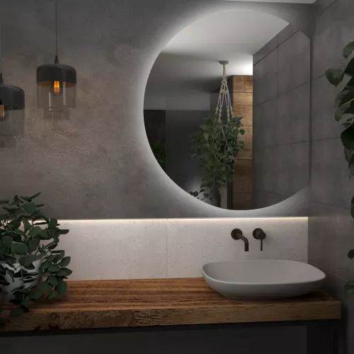 Espejo de baño redondo con luz E5 50x70 cm