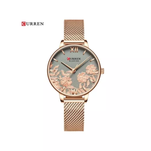 Relojes de Moda para Mujer Correa de Acero Inoxidable Reloj de Cuarzo Resistente al Agua para Mujer Concha Rosa Gris VEANXIN