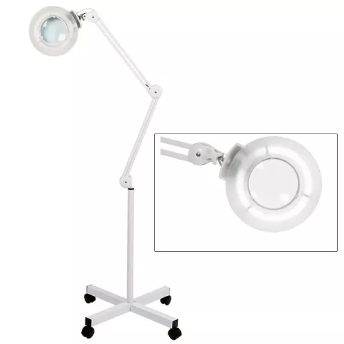 Lámpara lupa de luz fluorescente Broad con tres aumentos (base rodable)
