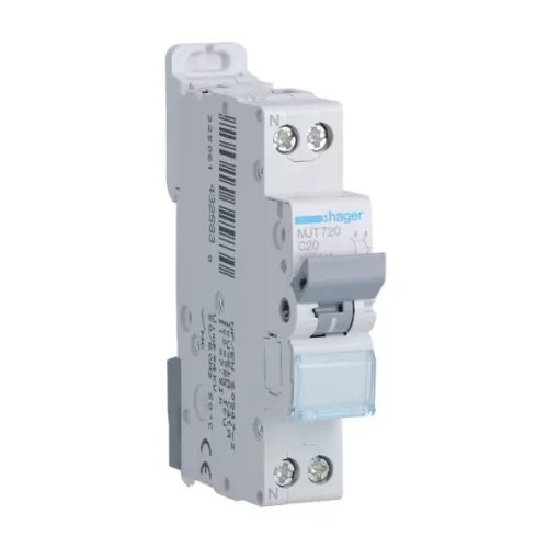 Hager MJT720 - Disjoncteur 20A - 1P+N - Courbe C - PdC 6kA