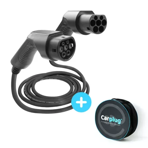 Carplug Câble de recharge Noir - Type 2 - Type 2 - 7m - 22kW (3 phases 32A) - T2 T2 + Housse