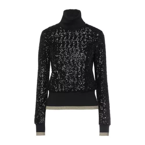 Dolce&gabbana 34 Femme Noir Col roulé Polyester, Laine vierge, Viscose, Élasthanne