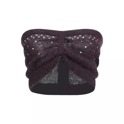 Alessandra Rich Femme Prune Top Laine mohair, Laine, Polyamide, Élasthanne, Verre