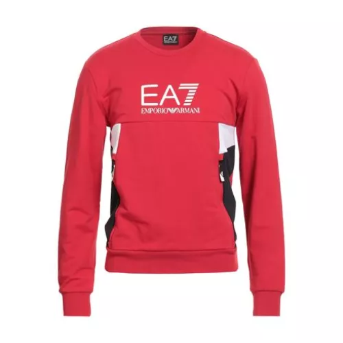 Ea7 Homme Rouge Sweat-shirt Coton, Polyester, Élasthanne