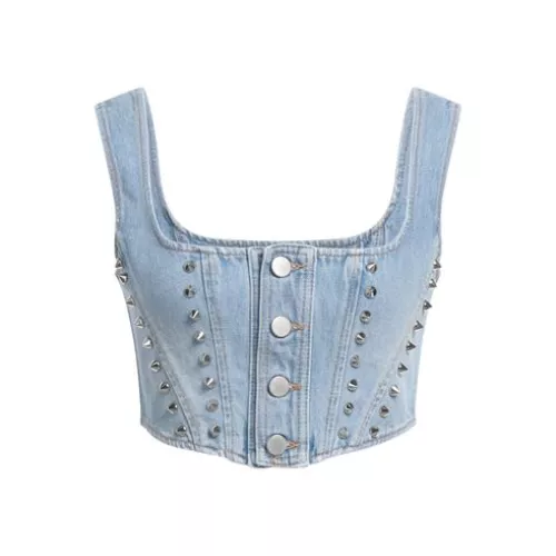 Alessandra Rich 38 Femme Bleu Top Coton