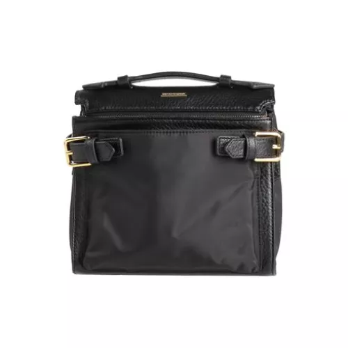 Emporio Armani -- Homme Noir Sac à main Polyester, Cuir de bovin