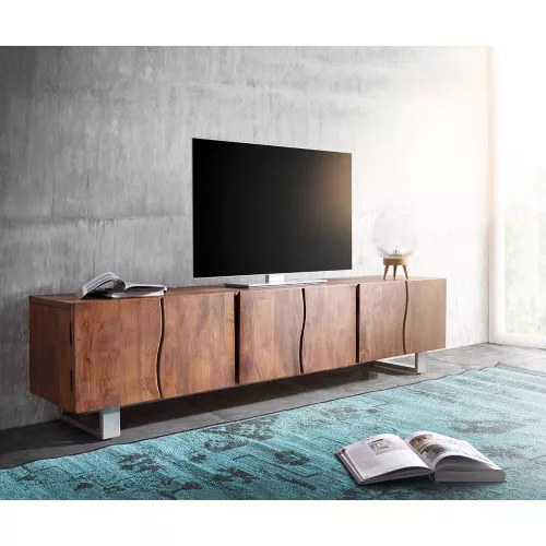 DELIFE Meuble-TV Live-Edge 220 cm Acacia Marron en bois massif 6 portes, Meubles-TV, Baumkantenmöbel, Massivholzmöbel, Massivholz