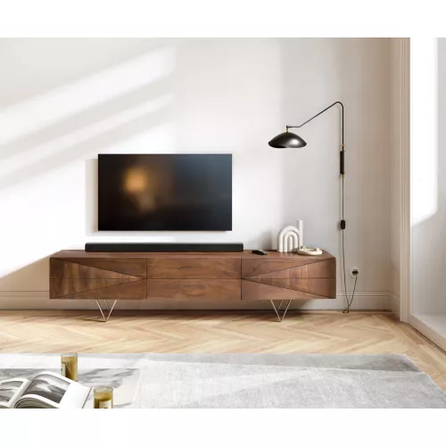 DELIFE Meuble-TV Wyatt 175 cm marron acacia 1 rabat, Meubles-TV