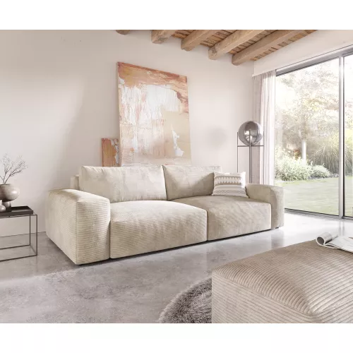 DELIFE Grand Canapé Lanzo XL 270x130 cm Cordge avec Tabouret, Grands canapés