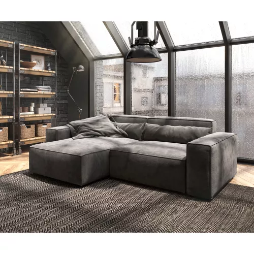 DELIFE Canapé d'angle Sirpio L 260x160 cm Microfibre Marron Kaki Recamiere variable, Canapés d'angle