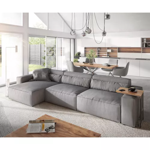 DELIFE Canapé d'angle Sirpio XL 370x170 cm Microfibre Gris, Canapés d'angle