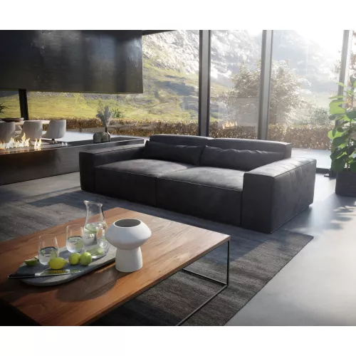 DELIFE Grand Canapé Sirpio XL 270x130 cm Cuir synthétique Vintage Anthracite, Grands canapés