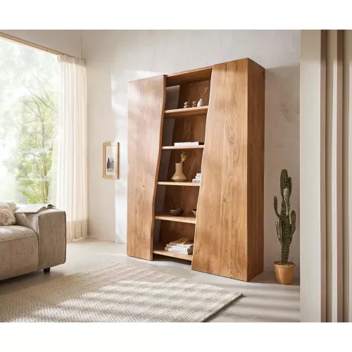 DELIFE Étagère Live-Edge 140x195 cm Acacia Naturel 2 portes, Étagères, Baumkantenmöbel, Massivholzmöbel, Massivholz