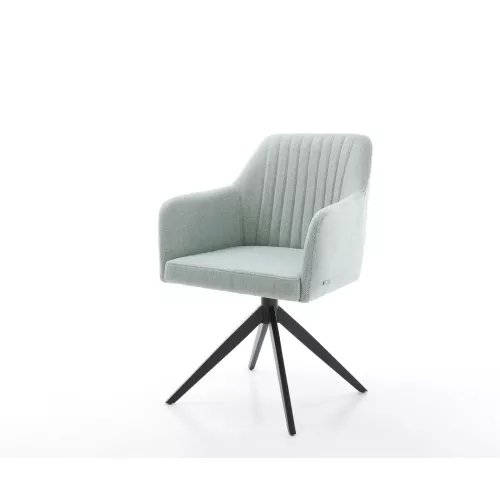 DELIFE Chaise-de-salle-à-manger Greg-Flex rayures Vert menthe pied croisé large noir, Chaises de salle à manger