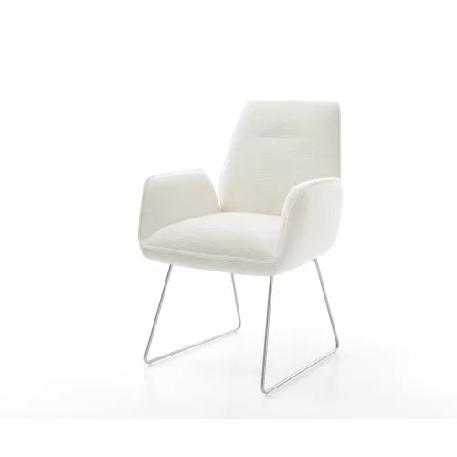 DELIFE Chaise-de-salle-à-manger Zoa-Flex bouclé doux beige pied trapèze acier inoxydable resorts ensachés, Chaises de salle à manger