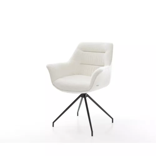 DELIFE Chaise-de-salle-à-manger Kaira-Flex bouclé doux beige pied croisé conique noir, Chaises de salle à manger