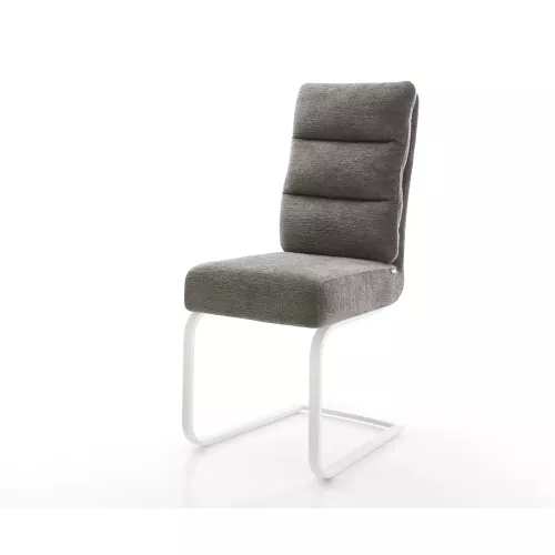 DELIFE Cantilever Pela-Flex bouclé doux couleur boue pied cantilever plat blanc resorts ensachés, Chaises de salle à manger